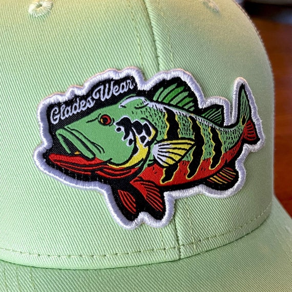 Peacock Bass Patch Mesh Snap Back Trucker Hat for Men Women - Unique Breathable Florida Fly Fishing Hunting Fishermen Gift
