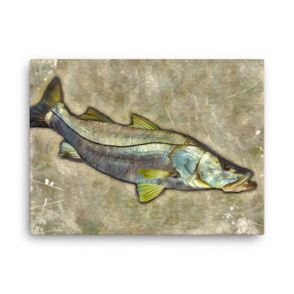 SNOOK Fish Inshore Fine Art Canvas Giclee Print - Florida Everglades Saltwater Gift For Men Women, Coastal Home Decor Wall Art Sign