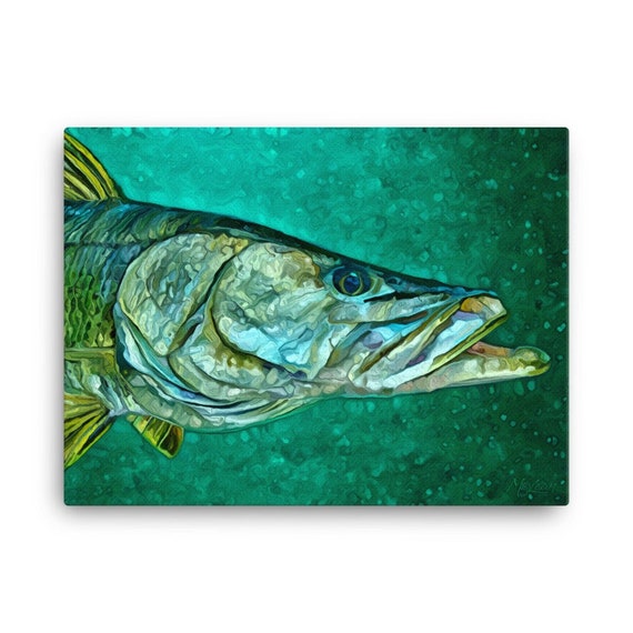 SNOOK Fish Inshore Fine Art Canvas Giclee Print Florida Everglades