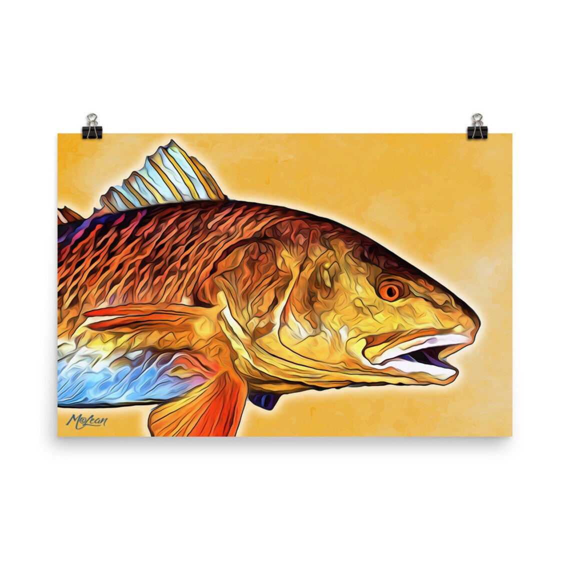 REDFISH Red Drum Wall Art Print Fishing Gifts For Men Etsy