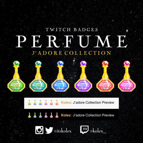 Twitch Sub/bit/cheer Badges // Perfume Bottles (j'adore Collection