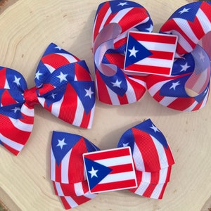 Puerto Rico Hair Bow, Puerto Rico Flag Bow