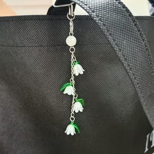 Lily of the Valley Keychain Lanyard: Floral Pendant, Handbag Ornament
