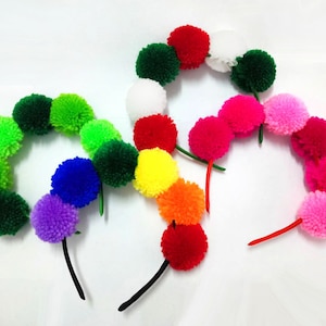 Customizable Pompom Headband: Fluffy Wool Hair Accessory
