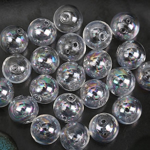 Sfera di vetro di cristallo a doppio foro di colore AB da 20 pezzi, ciondoli a sfera di vetro a bolle da 6-30 mm, accessori per la creazione di gioielli artigianali con sfera dei desideri fai-da-te