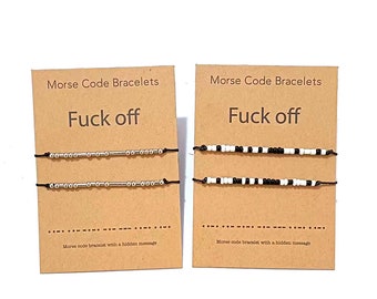 Morse Code Bracelet: Stainless Steel & Glass Bead Adjustable Bracelet