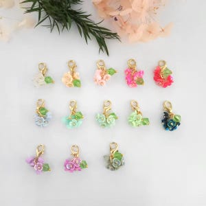 Peut inclure: Assortiment de 14 breloques fleuries avec fermoirs dorés. Les breloques sont faites de perles colorées et présentent une variété de motifs floraux. Les breloques sont parfaites pour ajouter une touche de fantaisie à des bijoux, des sacs ou d'autres accessoires.