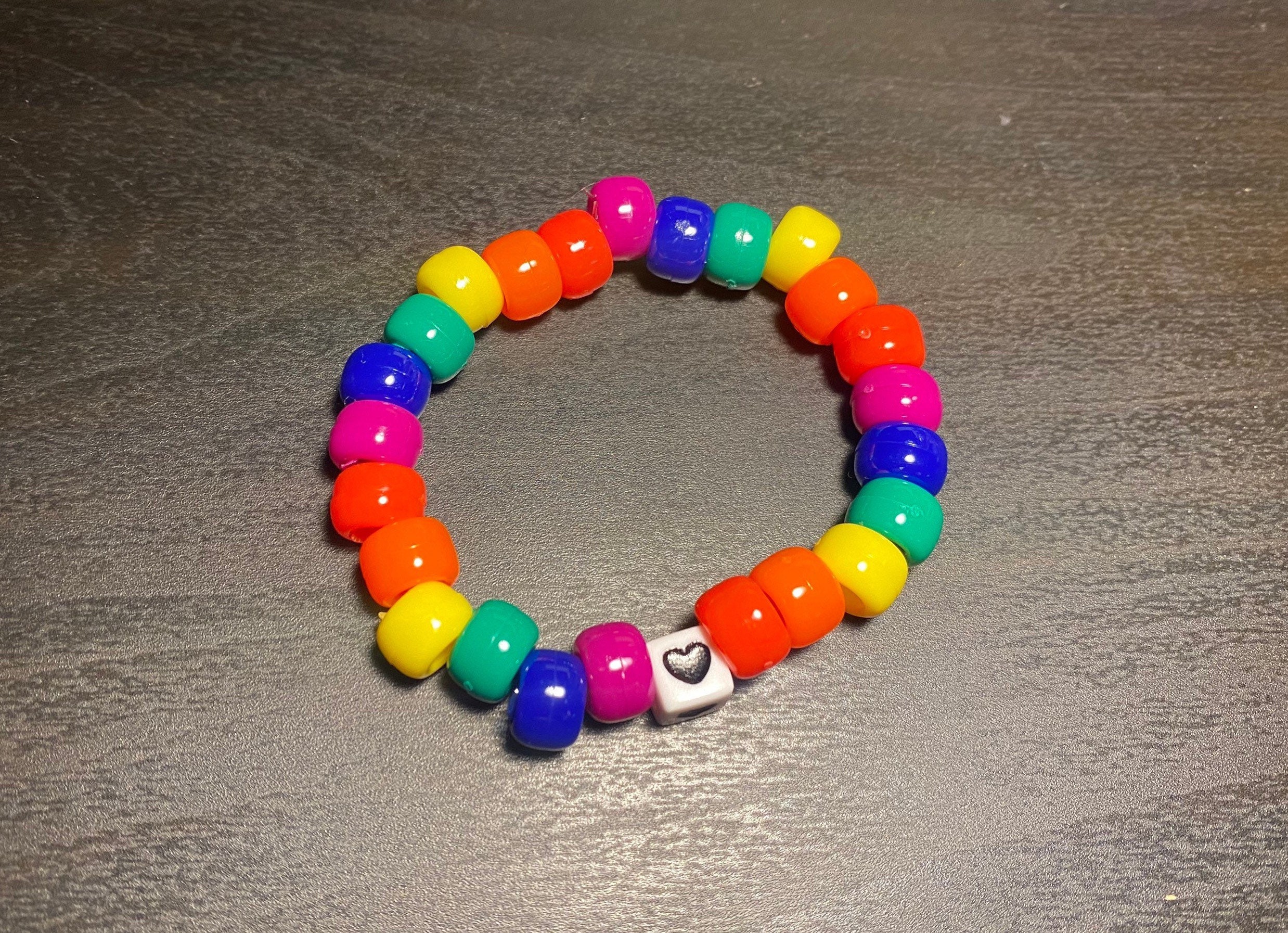 Handmade Rainbow Pride Heart Bead Bracelet - Etsy