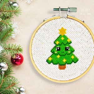 Leuk kerstkruissteekpatroon, schattig kerstornament, kruissteekpatroon PDF Kerstmini, kerstkruissteekpatroon PDF