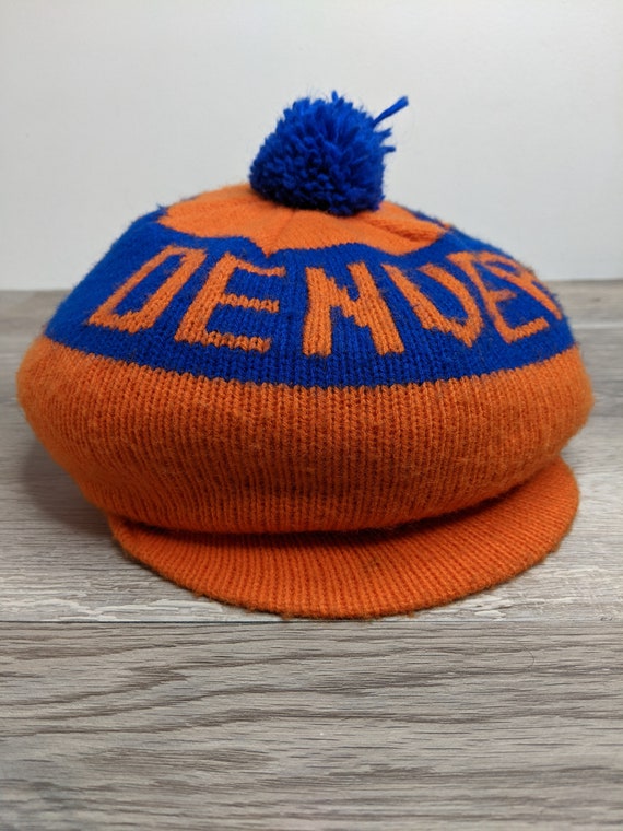 Vintage 80's Denver Broncos Pom Pom Winter Hat Ca… - image 1