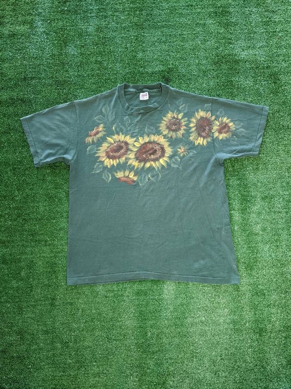 Vintage 90's Hand Painted Sunflower Single Stitche