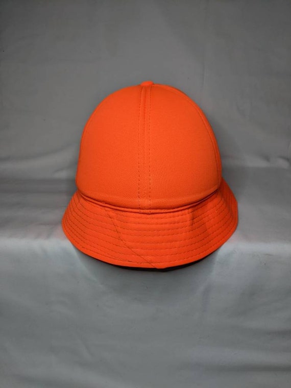 Vintage 80's Camouflage Orange Hunting Bucket Hat - image 1