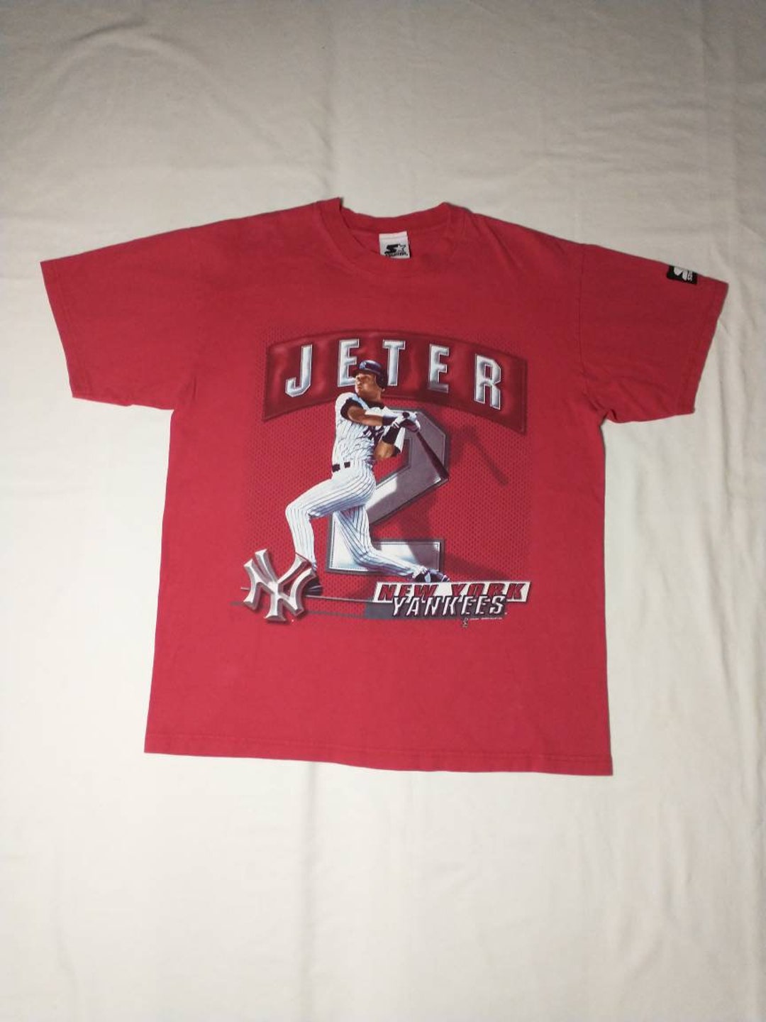 Vintage New York Yankees Derek Jeter 2 3000 Hits T Shirt Tee 