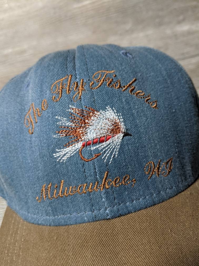 Vintage 90's the Fly Fishers Milwaukee Wisconsin Leather Strapback Hat -   Canada
