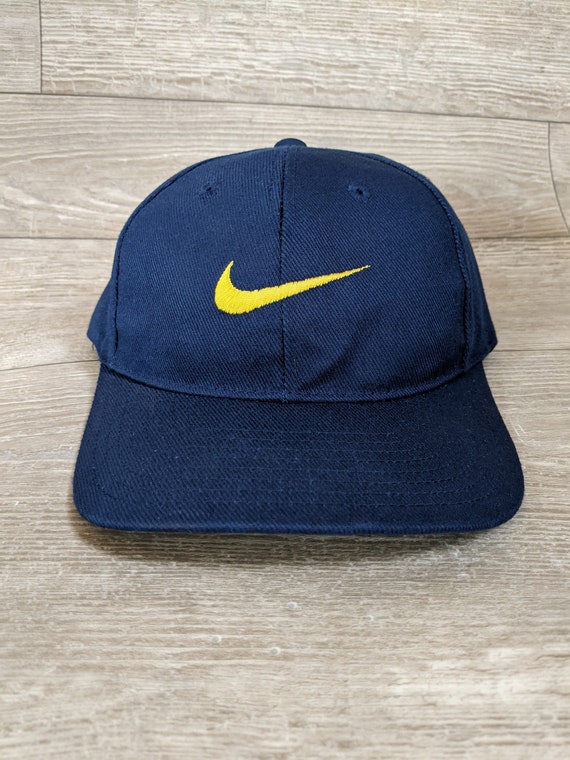 Vintage 90 s Nike Swoosh Snapback Hat Tshirt Sweatshirt Hoodie University of Michigan Wolverines Blue Maize Etsy