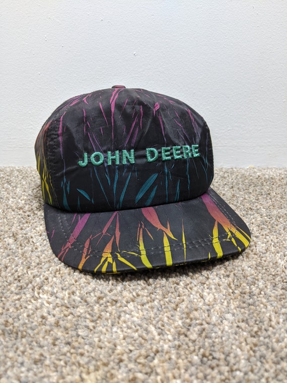 Casquette Snapback Vintage JOHN DEERE - Blanc Et Vert - Taille Ajustable - Coton Canvas