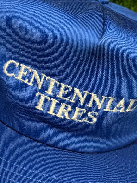 Vintage 80's Centennial Tires Snapback Trucker Hat - image 3