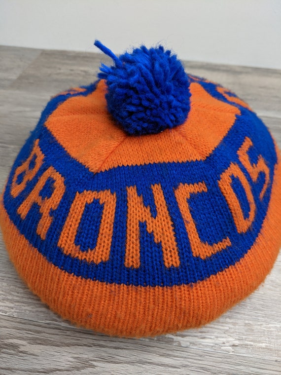 Vintage 80's Denver Broncos Pom Pom Winter Hat Ca… - image 3