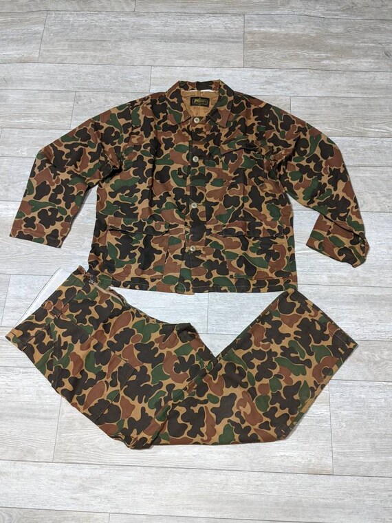 Vintage 70's 80's Camouflage Camo Woodland 2 Piec… - image 1