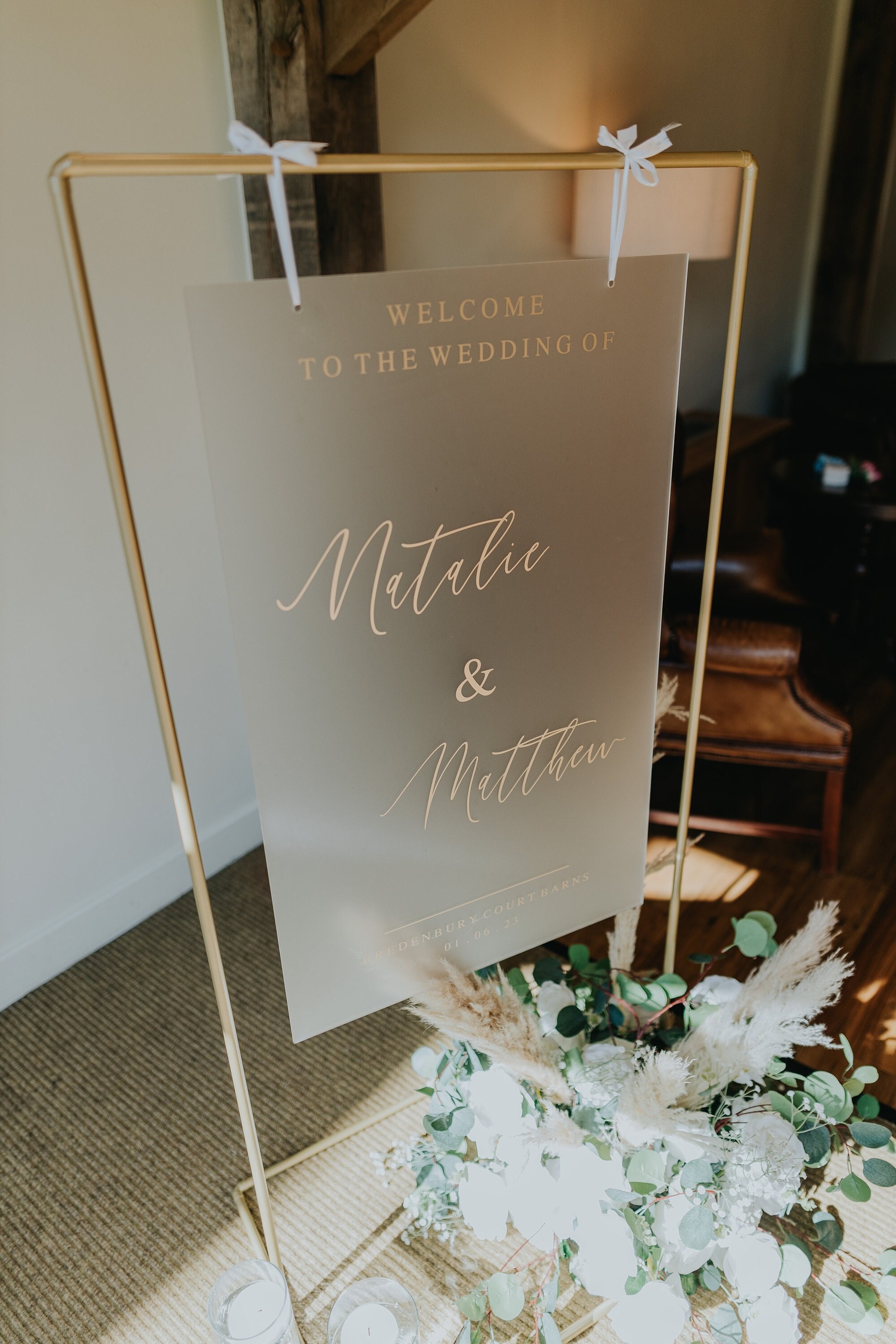 Wedding Welcome Sign Stand 5'x3' Wedding Sign Holder Large Metal Gold Easel  for Sign Best Alternative Copper Seating Chart Stand 