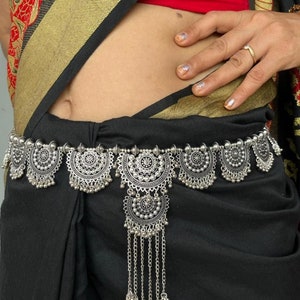 Oxidized Silver Indian Waist Belt: Vintage Afghani Belly Chain