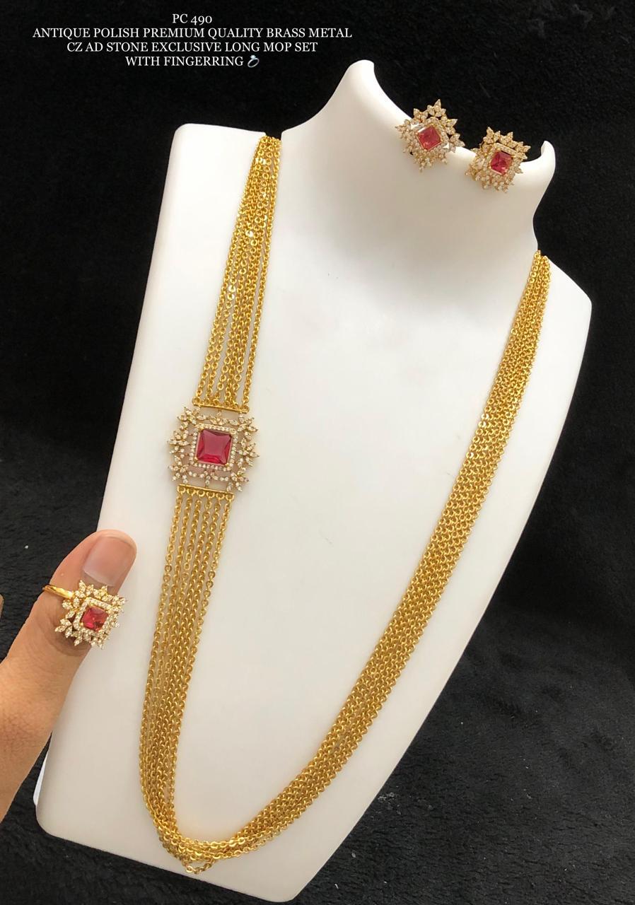 アクセサリー eL+1 stone long necklace Gold Plated Emerald Quartz Long Necklace Long Rani Haar