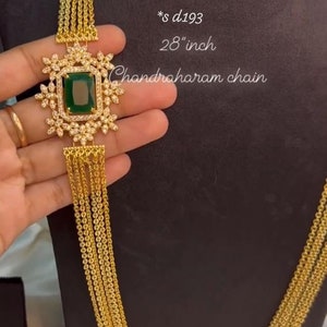 Gold Plated Emerald Quartz Long Necklace Long Rani Haar Matted Gold Jewelry AD Stone Jewelry Designer Wedding Gift Woman Jewelry