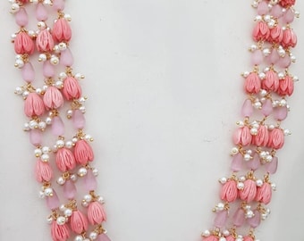 Pink Tulip Perlenkette: Multi Strang viktorianischen Stil