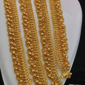 Gold Plated Anklet Set: South Indian Bridal Double Layer Anklet