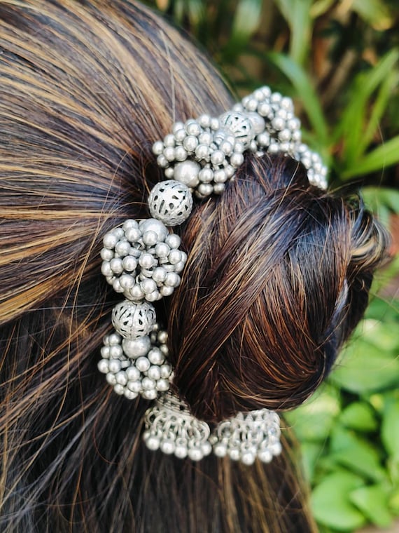 Oxidized Silver Hair Juda: Ghungroo Indian Hair Accessories  display picture 2