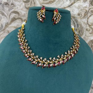 Gold Plated CZ Diamond Choker Set: Indian Bridal Jewelry