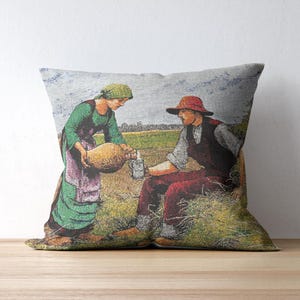 Almohada de tapiz Goblen: elegante cojín con estampado vintage, auténtica, tela 100 % algodón natural, diseño tridimensional texturizado