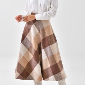 Women's Brown-Beige Plaid Lumberjack Skirt by DIVESSE