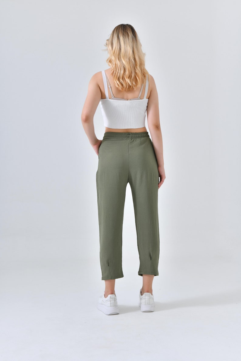 Women's Elastic Waist Ayrobin Trousers Palazzo Trousers Casual Trousers Women's Work Trousers By DIVESSE image 4