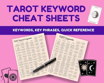 Tarot Keyword Cheat Sheet Printables-- Minor and Minor Arcana, Rider Waite Deck