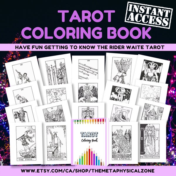 Tarot Deck Learn Coloring Book Etsy