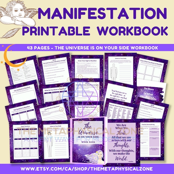 The Universe is on Your Side Workbook | Worksheets/Instructions for Manifesting Using Sigils, Water, Words, Music, Angels, Dreams & Symbols