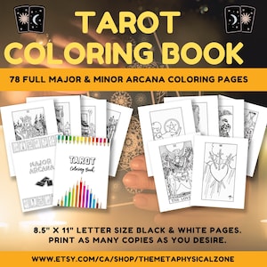 Rider Waite Tarot Card Coloring Printables 78 páginas inclui Arcanos Maiores e Menores