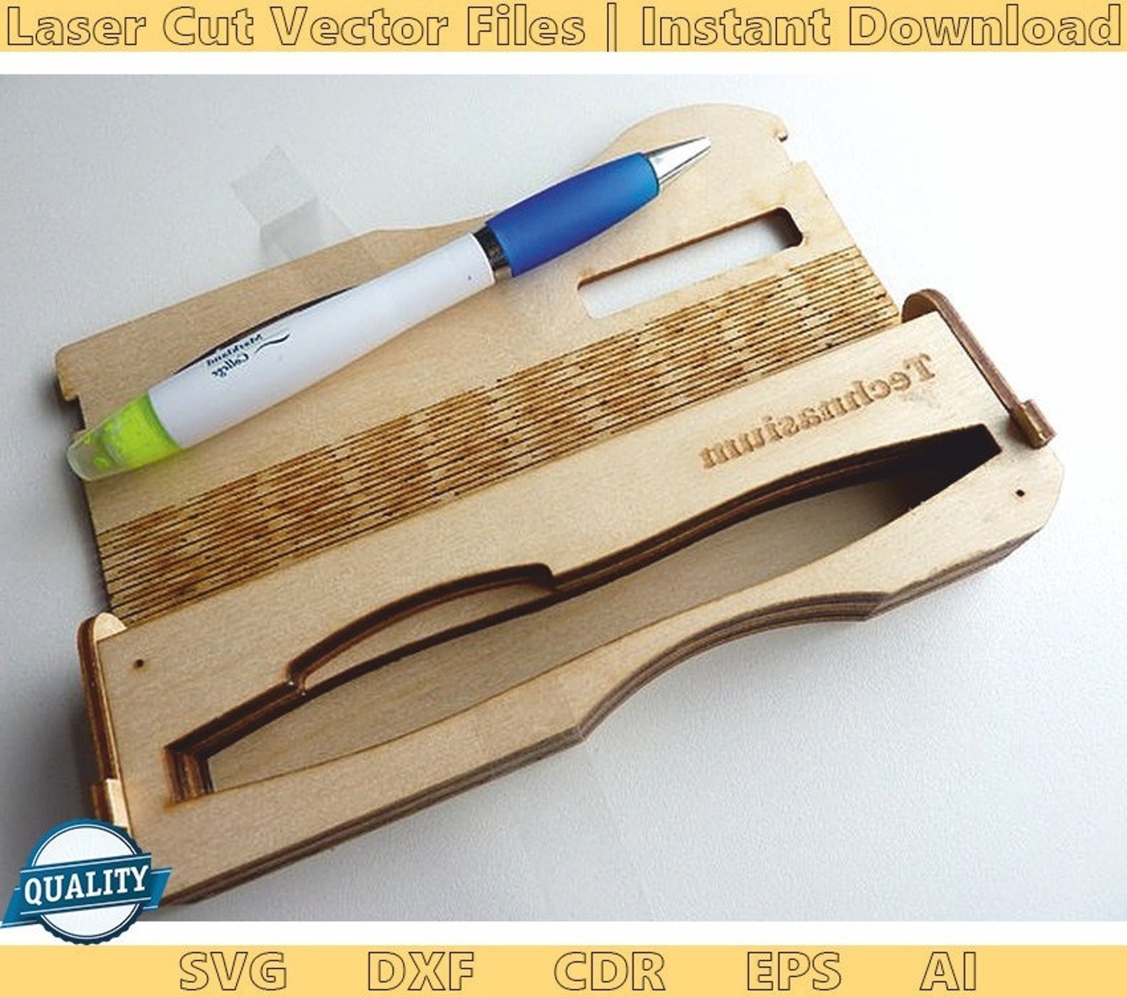 Pen case. Laser cut Files SVG DXF CDR vector plans files Etsy