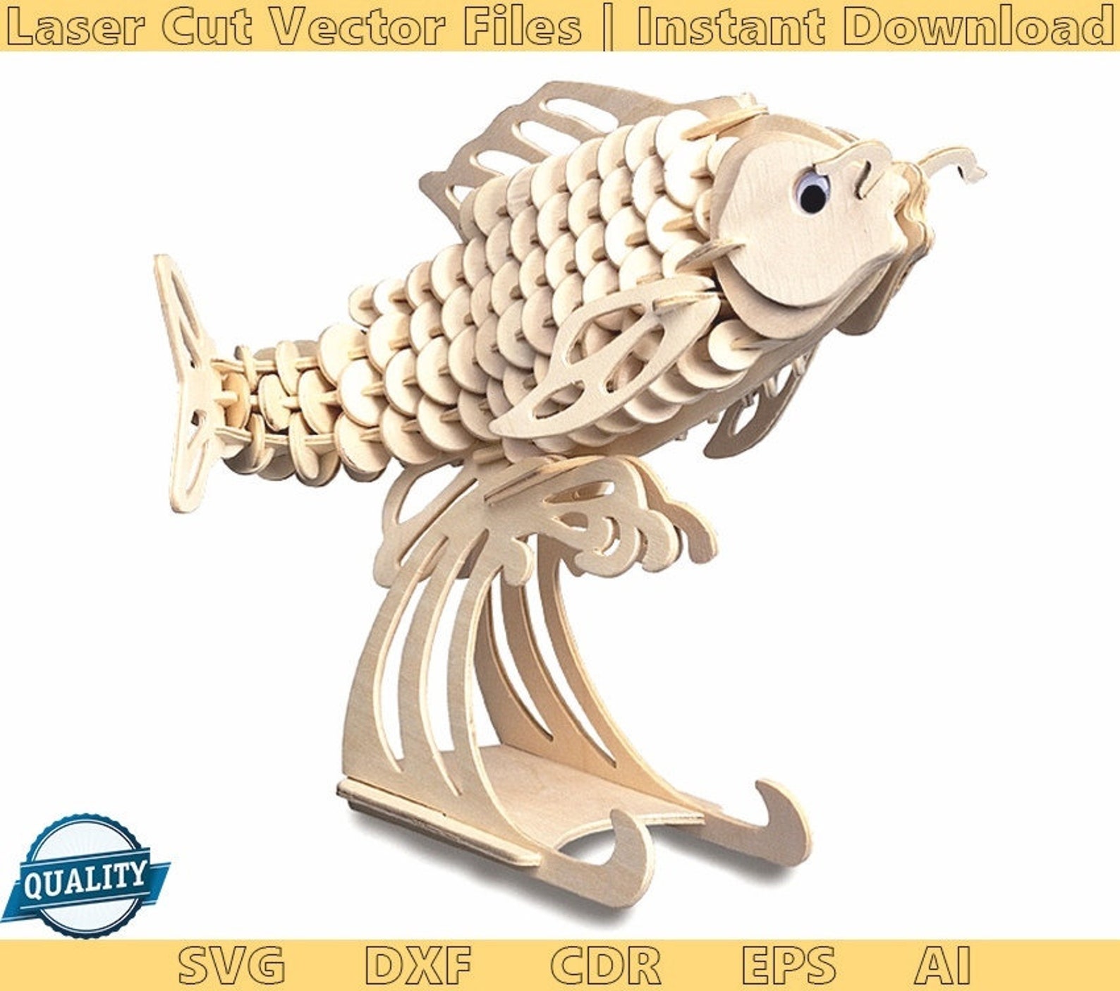 Fish. Laser Cut Files SVG DXF CDR Vector Plans Files Instant Etsy