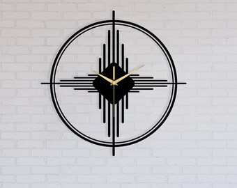 Reloj de pared de metal con sombra 3D: Arte geométrico moderno, silencioso, acero DKP