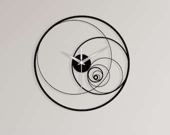 Reloj de pared moderno de metal en espiral, diseño abstracto circular negro, silencioso, hecho a mano, para sala de estar minimalista contemporánea, regalo de decoración de pared para oficina.