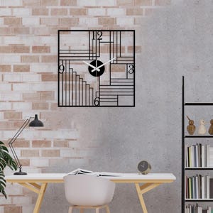 Horloge murale géométrique en métal : effet d'ombre 3D, art moderne silencieux
