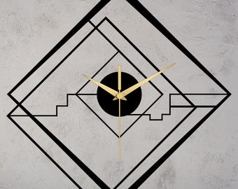 Geometric Metal Wall Clock: Handmade DKP Steel, Silent 3D Shadow Art