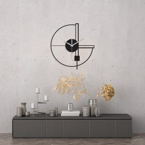 Horloge murale en métal géométrique 3D : décoration art moderne, mouvement silencieux