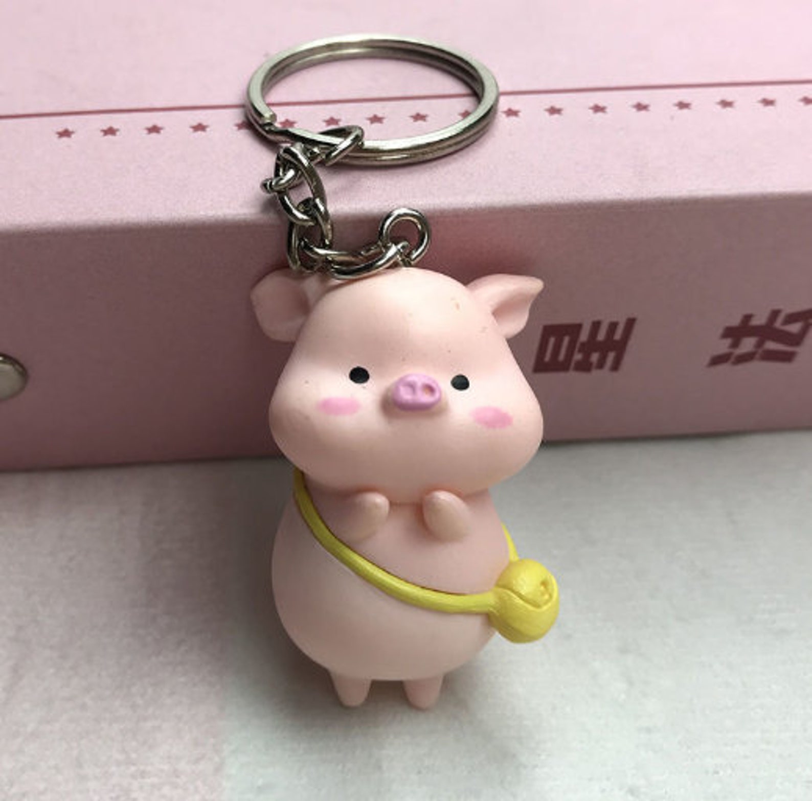 PIG Keychain pink pig keychain best friend gifts Etsy