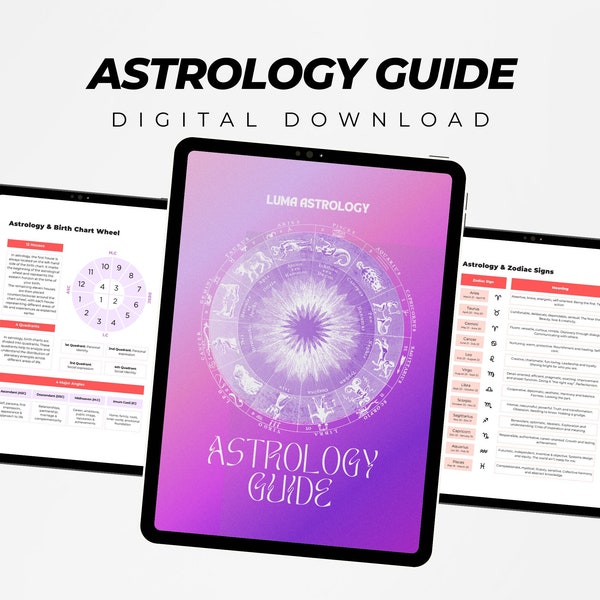 Astrology Birth Chart Guide -  Digital or Printable Beginners Zodiac Cheat Sheet