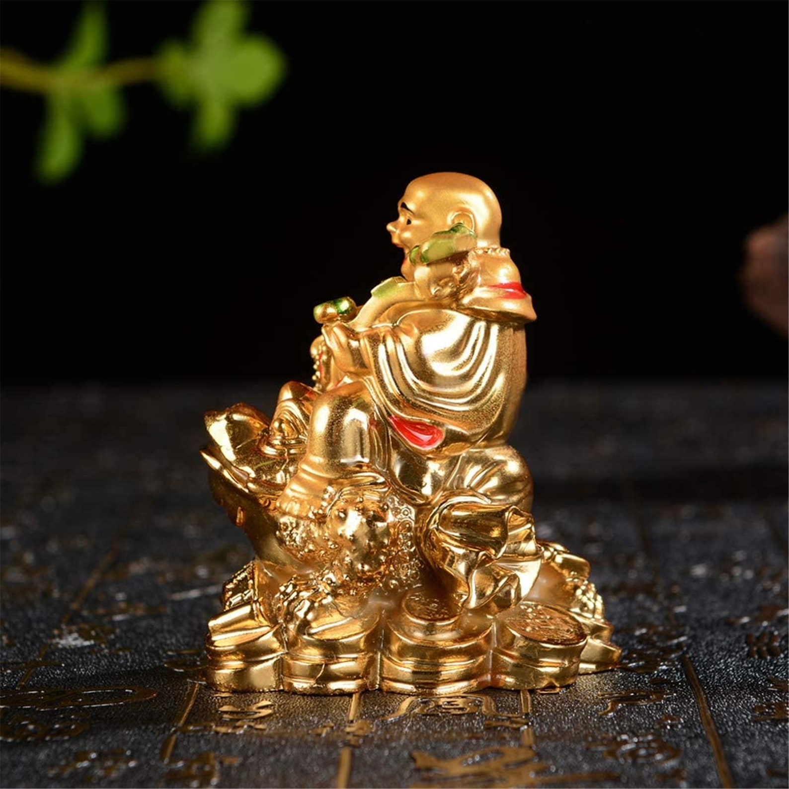 Resin Golden Laughing Buddha Sitting on Money Frog Statue Feng Etsy