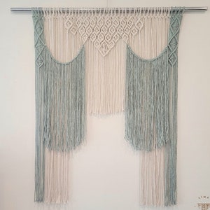 Dual color Macrame Curtain / Wall Hanging / Macrame Bohemian Curtain / Macrame Window Curtain / Macrame Valance