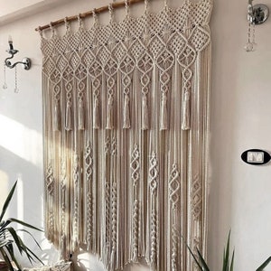 Handmade Macrame Curtain: Boho Window Doorway Hanging